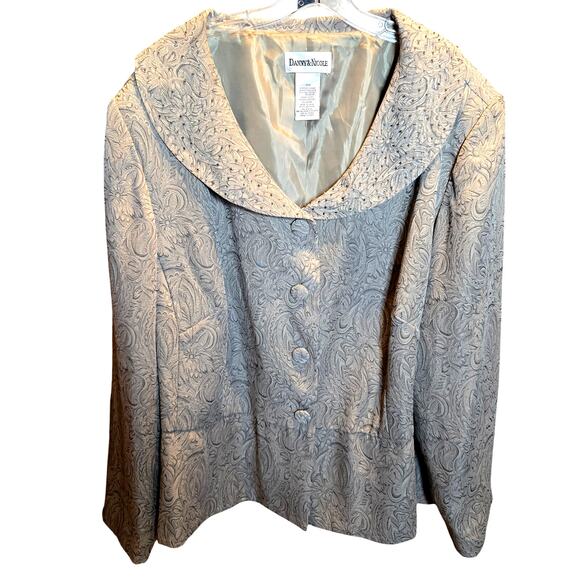 Danny & Nicole 32W Tan Sequin Women's Blazer Jacket Suit Coat Plus Size 5X  5XL - Picture 1 of 5